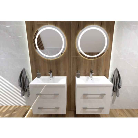 Mobilier pentru lavoar Spectrum, Canari, mânere crom, 60 cm, alb [2]