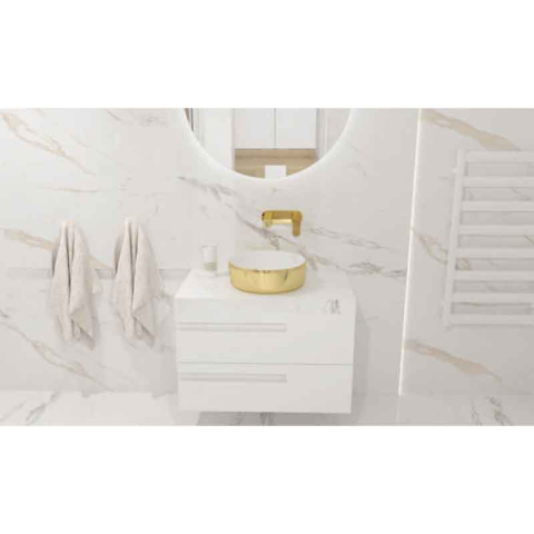 Mobilier pentru lavoar Spectrum, Flamengo, mânere decupate, 60 cm, alb [2]
