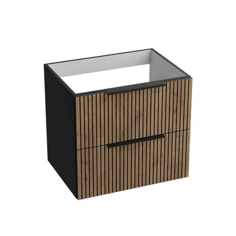 Mobilier Lavoar baie - Mobilier pentru lavoar Spectrum, Omaha, finisaj riflat, 60 cm, wood black