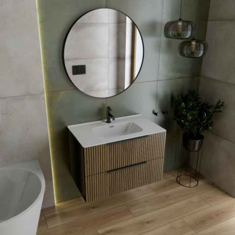 Mobilier pentru lavoar Spectrum, Omaha, finisaj riflat, 60 cm, wood black [1]