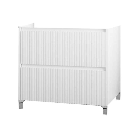 Mobilier Lavoar baie - Mobilier stativ pentru lavoar, Fluminia, Lizi, riflat, 80 cm, alb lucios
