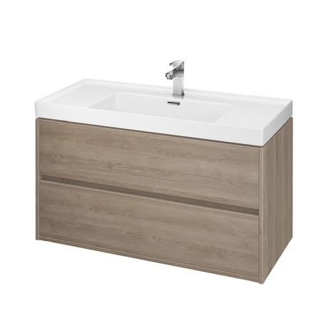 Mobilier Baie - Mobilier suspendat Cersanit, Crea, cu doua sertare, 100 cm, stejar