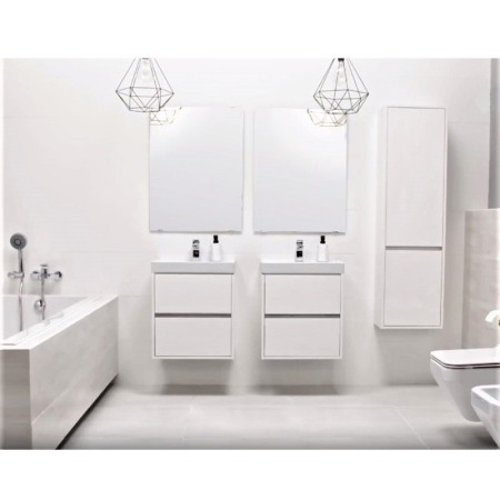 Mobilier suspendat Cersanit, Crea, cu doua sertare, 50 cm, alb [4]