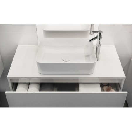 Mobilier suspendat Cersanit, Crea, cu doua sertare, 50 cm, alb [6]