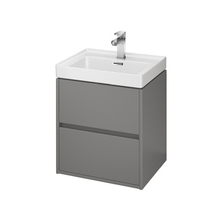 Mobilier Baie - Mobilier suspendat Cersanit, Crea, cu doua sertare, 50 cm, gri