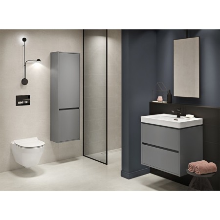 Mobilier suspendat Cersanit, Crea, cu doua sertare, 50 cm, gri [5]