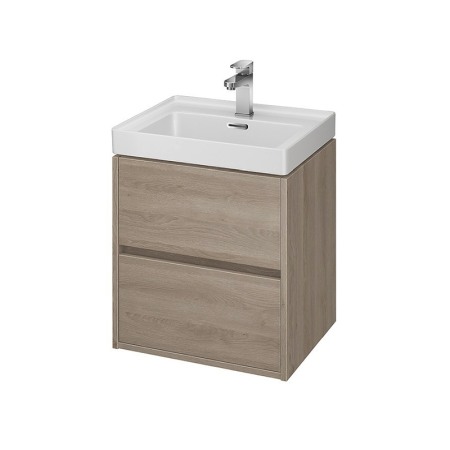 Mobilier Baie - Mobilier suspendat Cersanit, Crea, cu doua sertare, 50 cm, stejar
