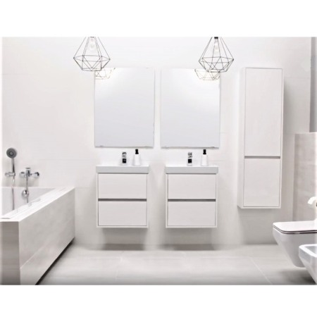 Mobilier suspendat Cersanit, Crea, cu doua sertare, 60 cm, alb [4]