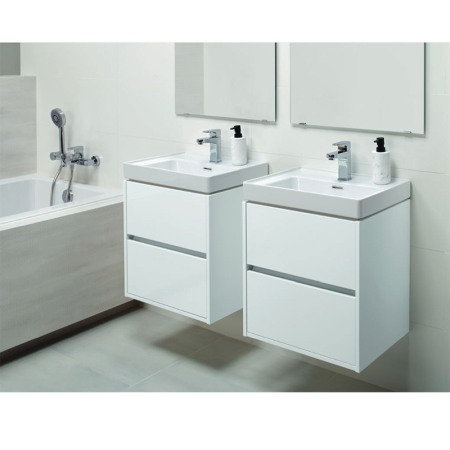 Mobilier suspendat Cersanit, Crea, cu doua sertare, 60 cm, alb [5]