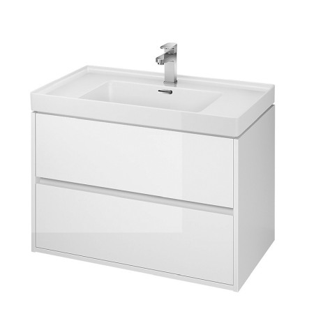 Mobilier Baie - Mobilier suspendat Cersanit, Crea, cu doua sertare, 80 cm, alb