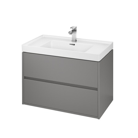 Mobilier Baie - Mobilier suspendat Cersanit, Crea, cu doua sertare, 80 cm, gri