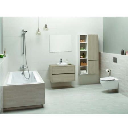 Mobilier suspendat Cersanit, Crea, pentru lavoar pe blat, 100 cm, stejar mat [6]