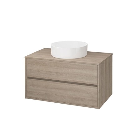 Mobilier Baie - Mobilier suspendat Cersanit, Crea, pentru lavoar pe blat, 100 cm, stejar mat