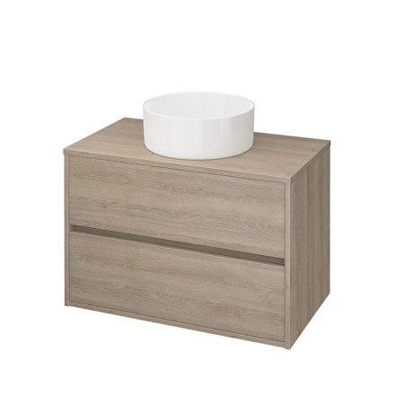 Mobilier Lavoar baie - Mobilier suspendat Cersanit, Crea, pentru lavoar pe blat, 80 cm, stejar