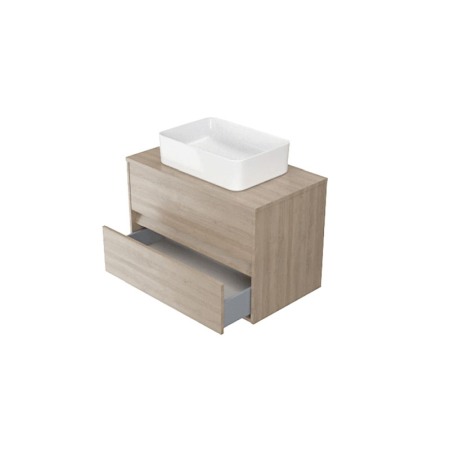 Mobilier suspendat Cersanit, Crea, pentru lavoar pe blat, 80 cm, stejar [3]