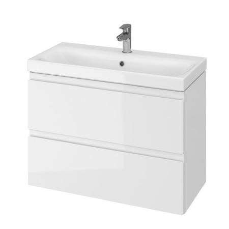 Mobilier Baie - Mobilier suspendat Cersanit, Moduo Slim, pentru lavoar incastrabil, 80 cm, alb