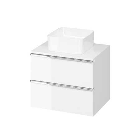 Mobilier Baie - Mobilier suspendat Cersanit, Virgo 60, cu manere cromate, pentru lavoar pe blat, alb