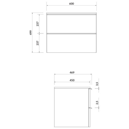 Mobilier suspendat Cersanit, Virgo 60, cu manere cromate, pentru lavoar pe blat, alb [1]