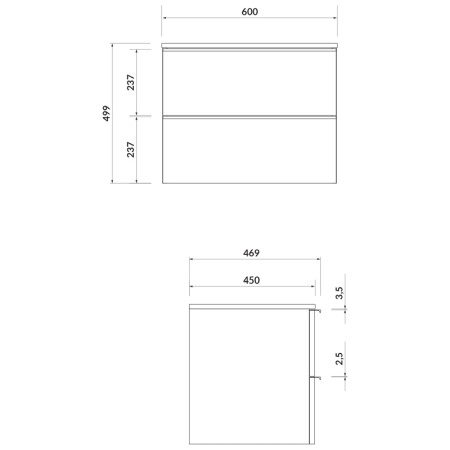 Mobilier suspendat Cersanit, Virgo 60, cu manere cromate, pentru lavoar pe blat, gri stejar [1]