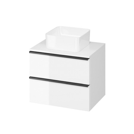 Mobilier Lavoar baie - Mobilier suspendat Cersanit, Virgo 60, cu manere negre, pentru lavoar pe blat, alb