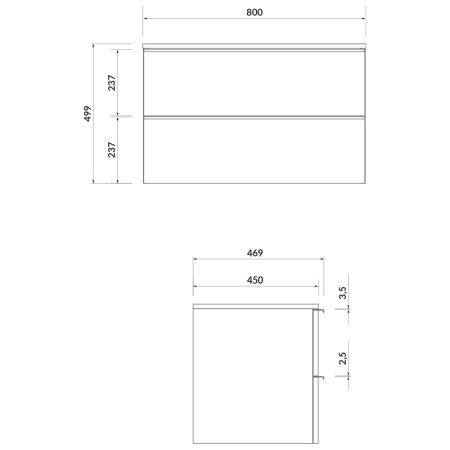 Mobilier suspendat Cersanit, Virgo 80, cu manere cromate, pentru lavoar pe blat, alb [1]