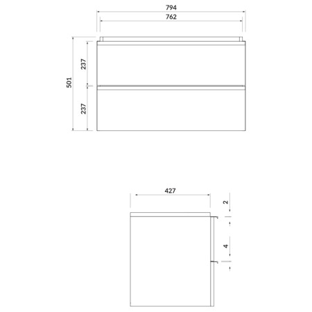 Mobilier suspendat Cersanit, Virgo 80, cu manere negre, pentru lavoar incastrabil, alb [1]