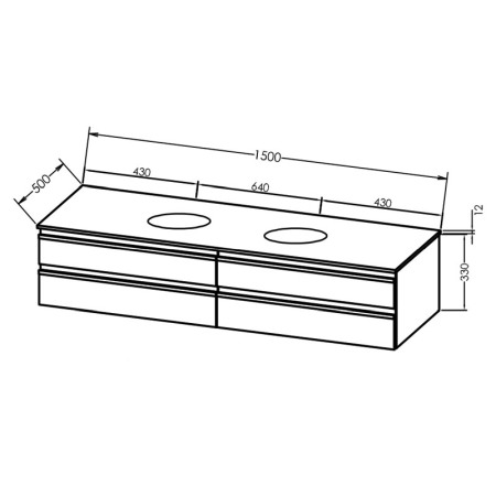 Mobilier suspendat, Kolpasan, Alexis, pentru doua lavoare pe blat 150 cm, Green [1]