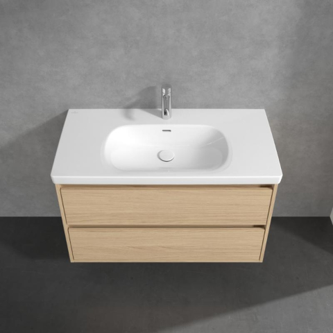 Mobilier suspendat lavoar Villeroy & Boch Skyla 100 cm, 2 sertare Soft Close, Nordic Oak [3]