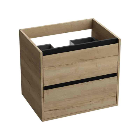 Mobilier Lavoar baie - Mobilier suspendat pentru lavoar, Spectrum, Manitoba, 60 cm, ornamente negre, nuc