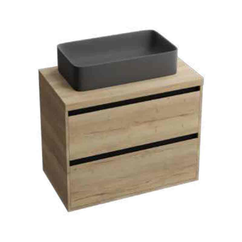 Mobilier suspendat pentru lavoar, Spectrum, Manitoba, 60 cm, ornamente negre, nuc [1]