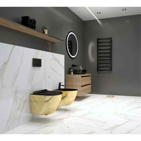 Mobilier suspendat pentru lavoar, Spectrum, Manitoba, 80 cm, ornamente negre, nuc [1]