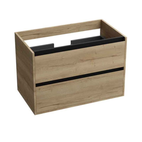 Mobilier Lavoar baie - Mobilier suspendat pentru lavoar, Spectrum, Manitoba, 80 cm, ornamente negre, nuc