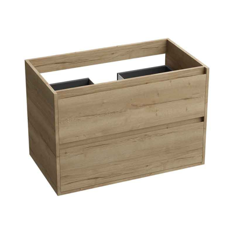 Mobilier Lavoar baie - Mobilier suspendat pentru lavoar, Spectrum, Manitoba, 80 cm, ornamente nuc, finisaj nuc