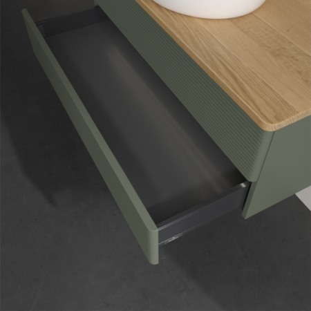 Mobilier suspendat pentru lavoar, Villeroy & Boch, Antao, 100 cm, cu 2 sertare cu iluminare, verde mat/stejar [4]