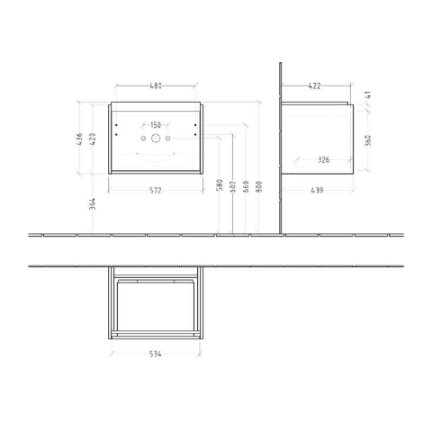 Mobilier suspendat pentru lavoar Villeroy & Boch Skyla 60 cm, 1 sertar Soft Close, nordic oak [9]