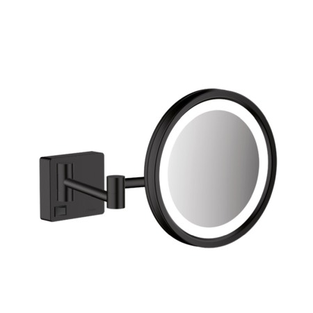 Accesorii lavoar - Oglinda cosmetica cu iluminare, Hansgrohe, AddStoris, negru mat