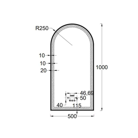 Oglindă cu LED, dezaburire, ceas și bluetooth Cosimo Black 50x100 cm, lumină Internă și Ambientală, ramă neagră [1]