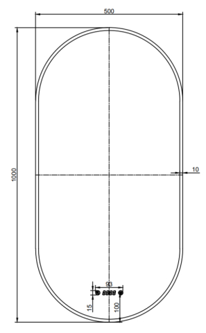 Oglindă cu LED, dezaburire și ceas Fluminia, Canaria 100 Clock, iluminare perimetrală cu difuzor acrilic, ramă neagră [1]