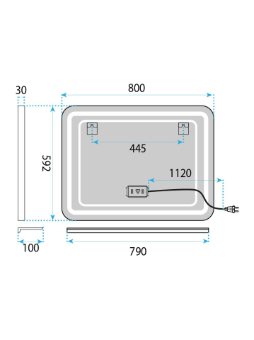 Oglindă de perete LED cu raft 80x60 cm L-8060 [8]