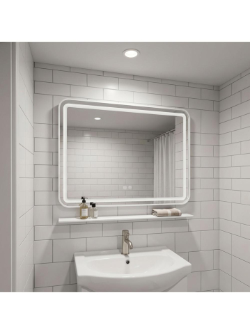 Oglindă de perete LED cu raft 80x60 cm L-8060 [5]