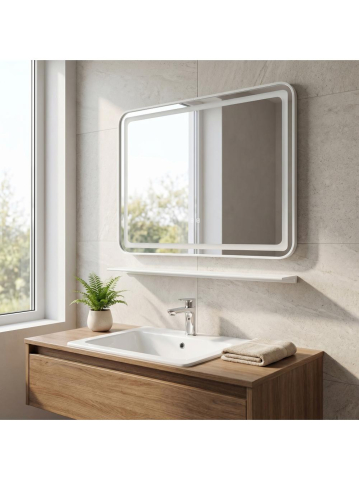 Oglindă de perete LED cu raft 80x60 cm L-8060 [1]
