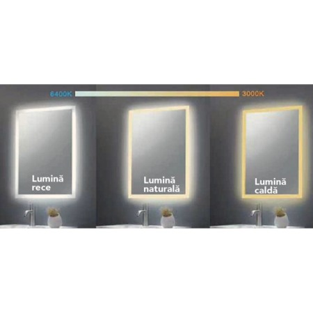 Oglinda Fluminia, Dali-Gold, ovala, cu iluminare LED si rama aurie [3]