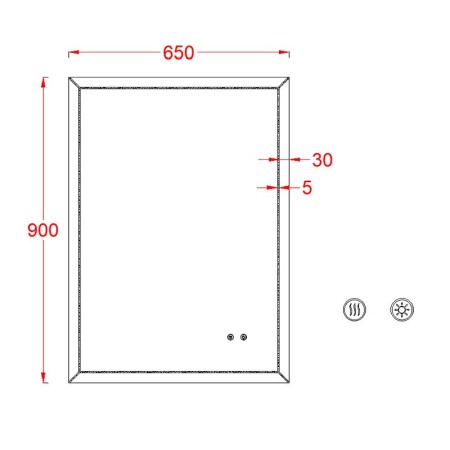 Oglindă Fluminia, Palladio 90, dreptunghiulară 90 x 65cm, cu LED Ambiental Light, 3 culori, dezaburire [1]