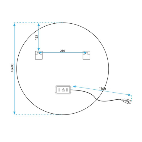 Oglindă LED 60cm MMJ negru [9]