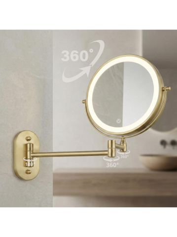 Oglindă LED Glow auriu periat [3]