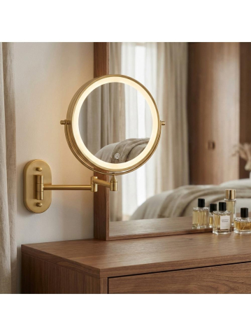 Oglindă LED Glow auriu periat [6]