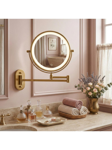 Oglinzi baie si corpuri iluminat - Oglindă LED Glow Old auriu periat