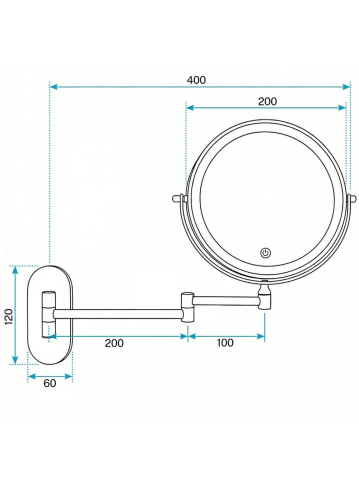 Oglindă LED Glow Old auriu periat [10]