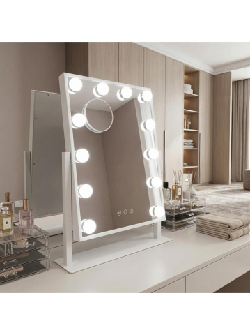 Oglindă LED HOLLYWOOD alb 30x40 [3]
