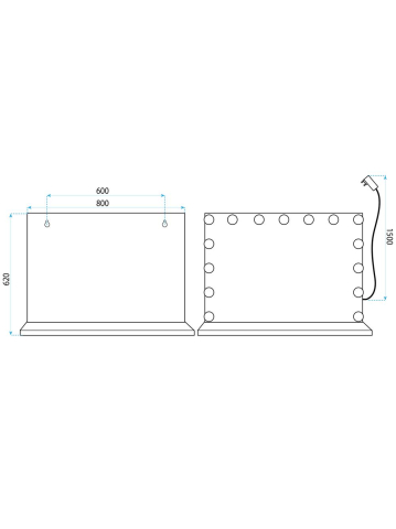 Oglindă LED HOLLYWOOD alb 80x60 [9]